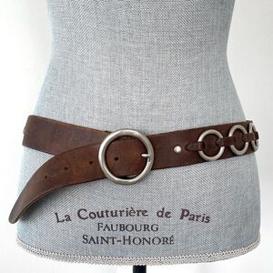 American Eagle Outfitters Brown Silver Brass Hardware Belt Sz S Boho Moto Biker